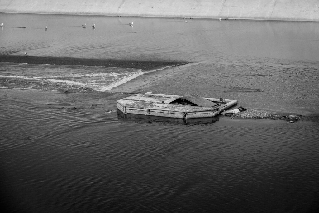 Pump service hatch in the Tijuana River Channel.